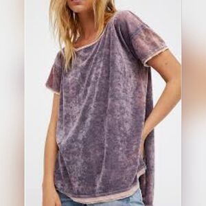 We The Free Mauve Velvet Short Sleeve Tee